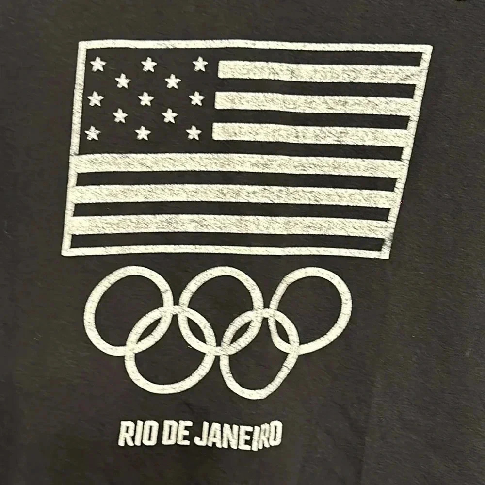 NIKE The Nike Tee Rio De Janeiro Black Tshirt olympics lg round neck Unisex - Picture 1 of 5
